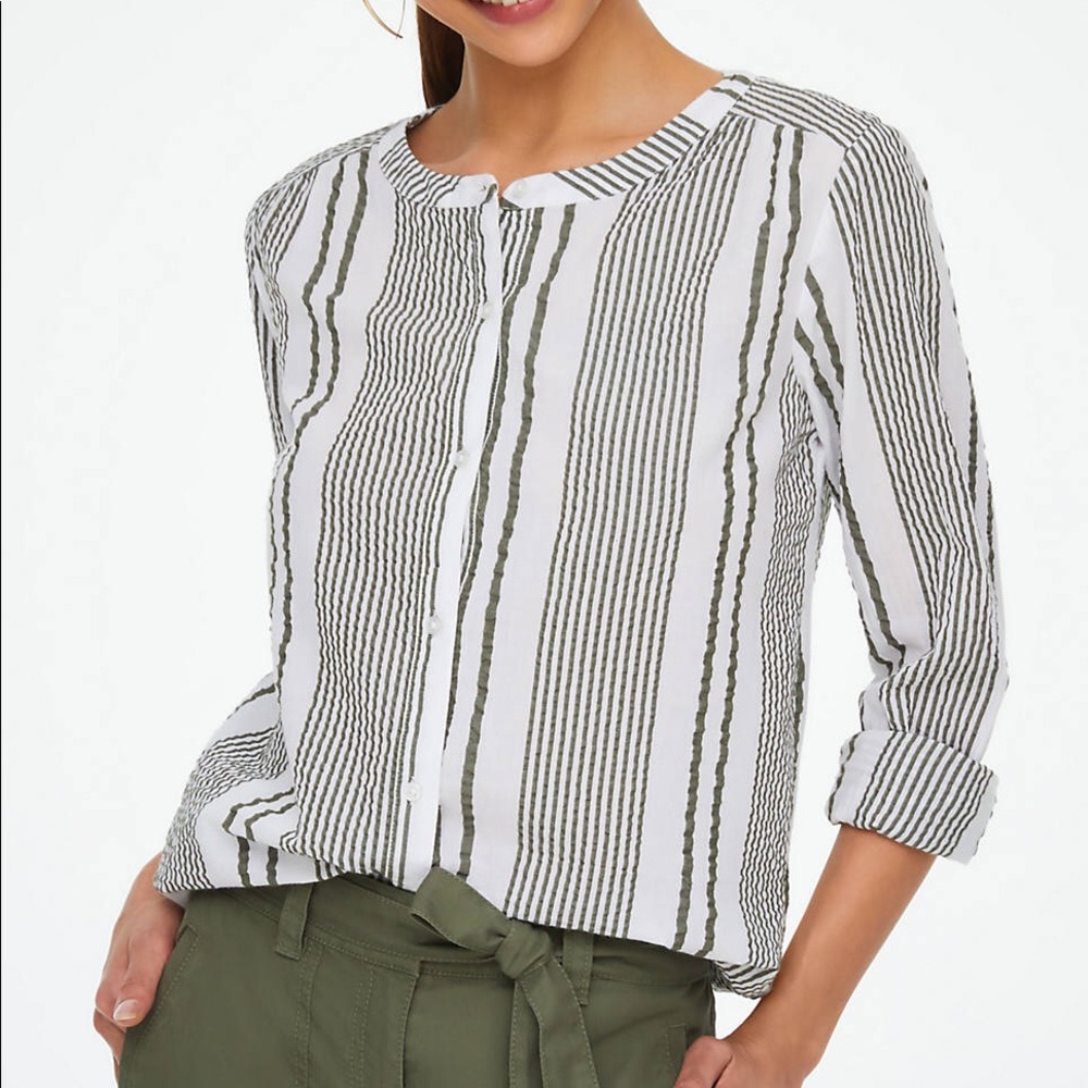Stripped button down linen shirt